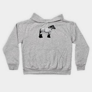 Grey Ardennes draft horse, grey horse, roan horse Kids Hoodie